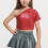 Girls One-Shoulder Short-Sleeve Sequin Crop Top 2