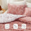 King Comforter Set Grayish Pink Floral 3-Piece 3