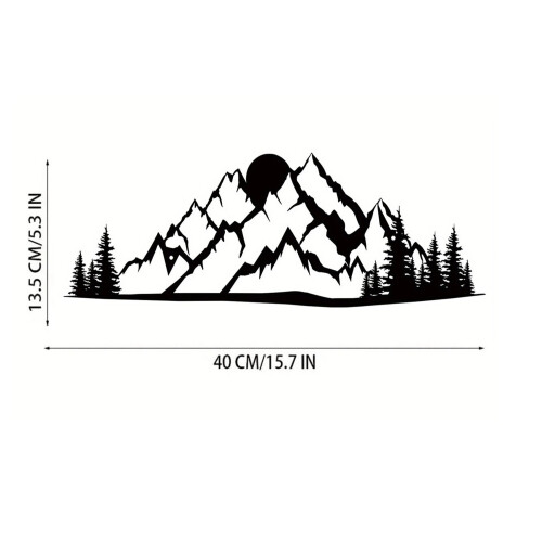 Mountain Forest Poster Deer Bear Cyclist 15.7x7in Black 1