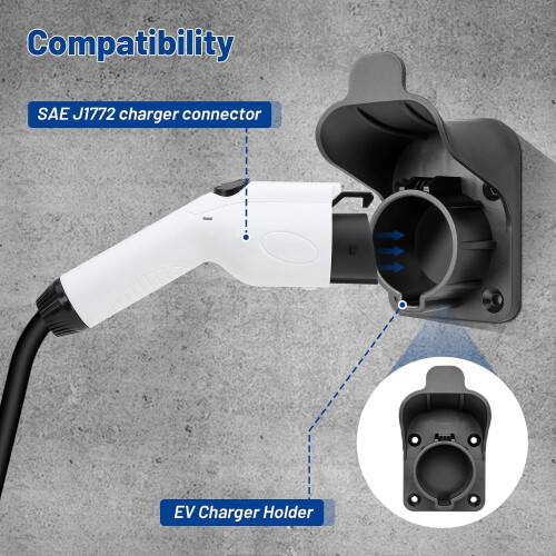 EV Charger Holder for SAE J1772 Cable Wall Mount 1