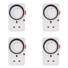 4X 24-Hour Segmented Timer --Saving Plug Timer Socket Kit-with Programmable Controller UK Plug