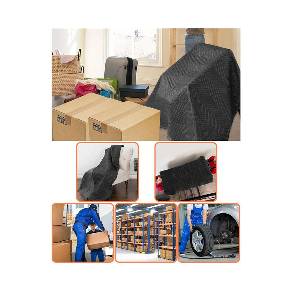 4Pcs Moving Blankets 40X72inches Heavy Duty Packing Blankets For Moving Shipping Furniture Wrapping For Furniture-Black 6033278835405