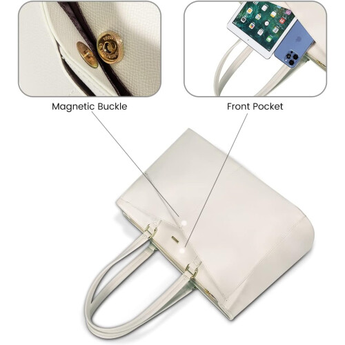Laptoptas voor dames, 15,6 inch, waterdicht, beige 2