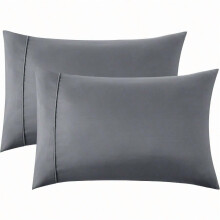 Ensemble de 2 taies d'oreiller Queen, gris foncé, double brossage