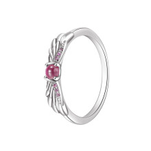 925 Sterling Silver Pink Heart Ring with Zircon