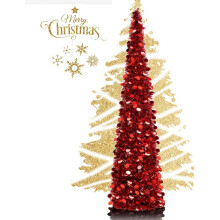 Christmas Tinsel Tree with Lights Collapsible Sequin Pencil