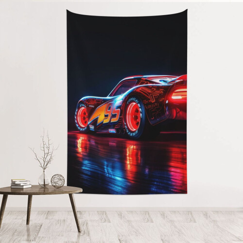 Tapisserie murale Lightning McQueen en polyester imperméable (1 pièce)