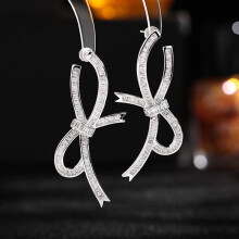 Elegantes pendientes de lazo de circonita de estilo francés, de lujo ligero.