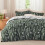 Olive Green Comforter Set Floral Botanical 3-Piece 1