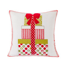 Cojín navideño rojo y blanco con diseño de menta, 18x18 pulgadas.