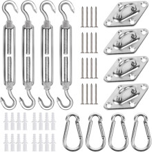 Kit de fixation pour voile d'ombrage S-uncle, pour structure triangulaire ou rectangulaire.