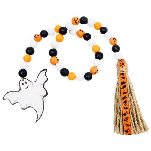 Γιλέκο από ξύλινες χάντρες για Halloween με φούντες ρουστίκ 1 τεμάχιο