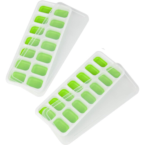 Silikonisform Grön Mini Fyrkantig 14-cells med lock
