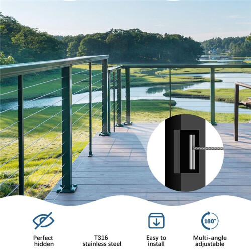 1/8 Inch Invisible Cable Railing Terminal Toggle Anchor Angle, Stainless Steel Adjustable Cable Railing Hardware 30PCS