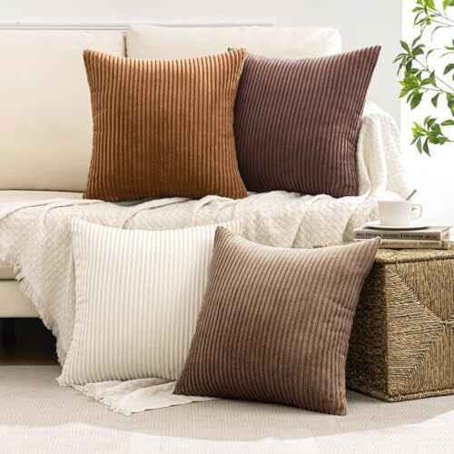 Conjunto de 4 capas de almofada estilo boho farmhouse, 45x45 cm (18x18 polegadas). 1