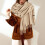 Écharpe Pashmina pour femme, châle doux et uni marron à franges 4