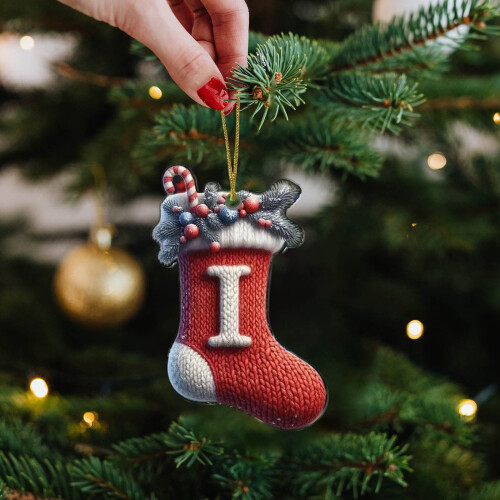 Mini julstrumpor i akryl, 7,5 cm, 26 bokstäver 2