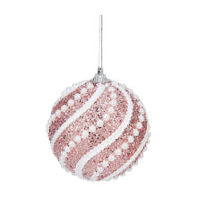 Christmas Tree Ornaments Pink Glitter Sequin Balls 2pcs