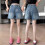 Højtaljede denimshorts med brede ben og elastik til piger 2