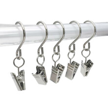 Washranp46Pcs Ganchos en S de acero inoxidable para cortinas, clips para luces colgantes de alta resistencia, colgadores para canalones, fotos,
