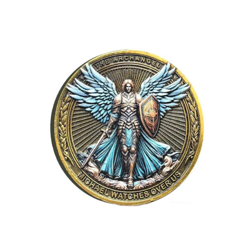 Archangel Michael Challenge Coin Psalm 91:10-11 Blue