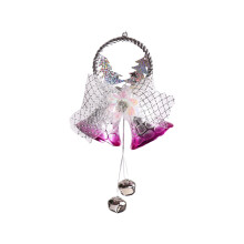 Christmas double jingle bell ornament with red stars purple