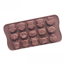 Moule à gâteau en silicone à 15 compartiments, motif animaux de dessin animé