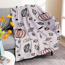 Pătură de flanel de Halloween cu imprimeu de dovleac și frunze de arțar, 29x40