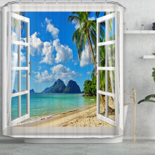 Ocean Palms Shower Curtain Polyester Waterproof 72x72 in