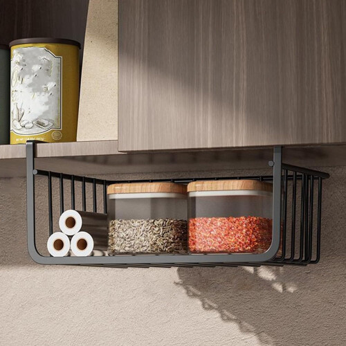 Under Shelf Wire Basket Black Large