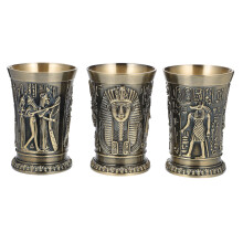 Vintage ägyptisches Metall-Schnapsglas-Set, 3-teilig