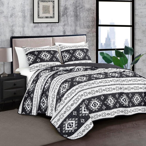 Zuidwest-Aztec dekbedset van microvezel, 3-delig, tweepersoonsbed.