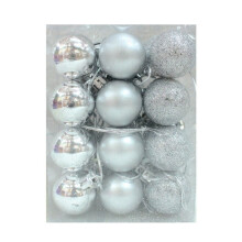 Mancro silver plastic shatterproof Christmas hanging balls