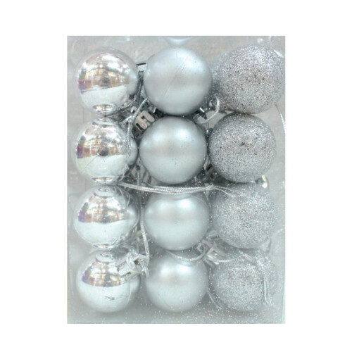 Mancro silver plastic shatterproof Christmas hanging balls