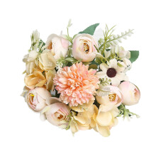 Decor floral din mătase artificială cu ramură de trandafir, 1 bucată