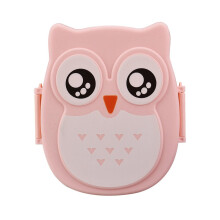 Owl-shaped portable bento lunch box pink one size