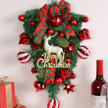 Christmas inverted tree decoration rattan red balls