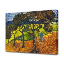 Tájképi vászonposzter fákkal és alakokkal, 30x45 cm