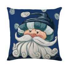 Weihnachtskissenbezug blau-weiß Schneemann Leinen 45 x 45 cm