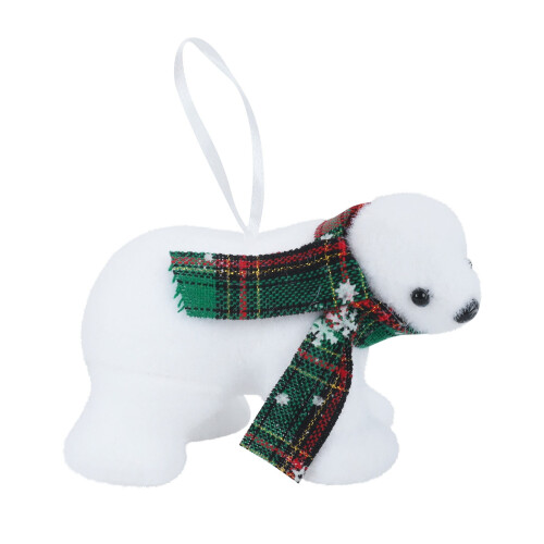 White plush bear Christmas tree pendant decoration