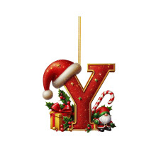 Adorno navideño con inicial, monograma acrílico de 26 letras.