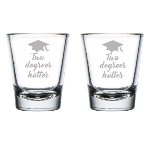 Set borrelglaasjes (1,75 oz, 2 stuks) met grappig afstudeerdesign.