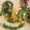Christmas pine needle lights with white balls, battery 1