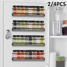 Stainless Steel Wall-Mounted Spice Rack with Adhesive and