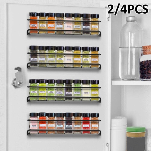 Stainless Steel Wall-Mounted Spice Rack with Adhesive and