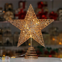 GoXteam Champagne Glitter Star Tree Topper 1 Pack