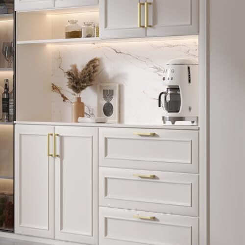 Gold Cabinet Pulls and Knobs 5 Pack 3.75 Inch Spacing 2