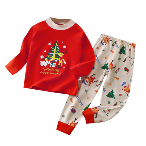 Christmas cartoon long sleeve pullover and pants set for 2