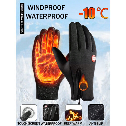 Cycling Gloves Windproof Thermal Touchscreen Padded Palm 1