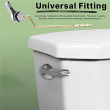 2X Toilet Handle Brass Lever Flush Replacement Kit with Flapper Chain, Toilet Tank Lever Universal Fitting (Side Mount)